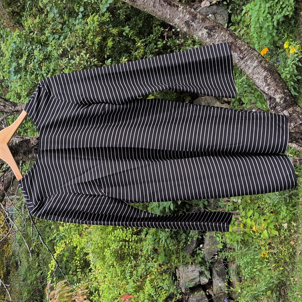 Black and White Striped Long Sleeve Dress